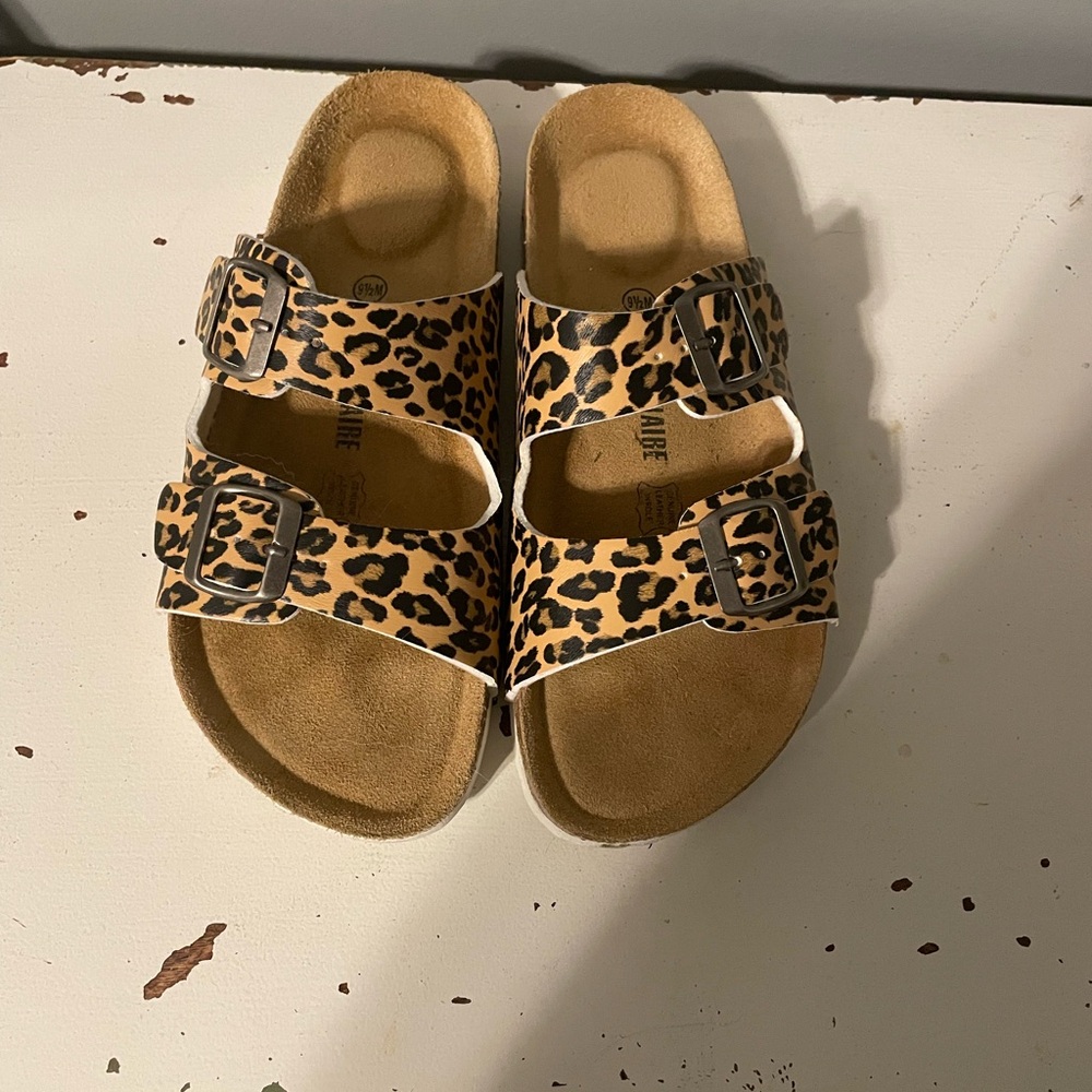 Brown and Black Animal Print Sandals with Comfortable Footbed